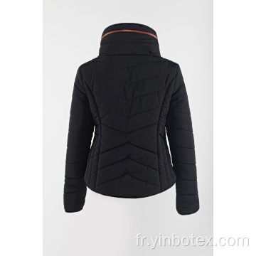 manteau noir matelassé avec col montant pour dame